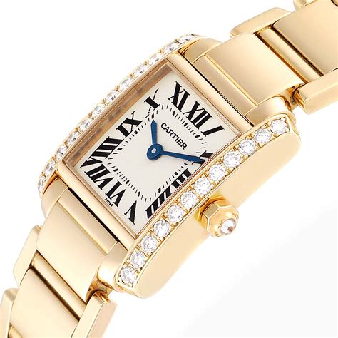 cartier tank watch with diamonds.